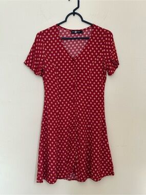 Daisy Street Red Floral Button Front Mini Dress NWOT Size US 4